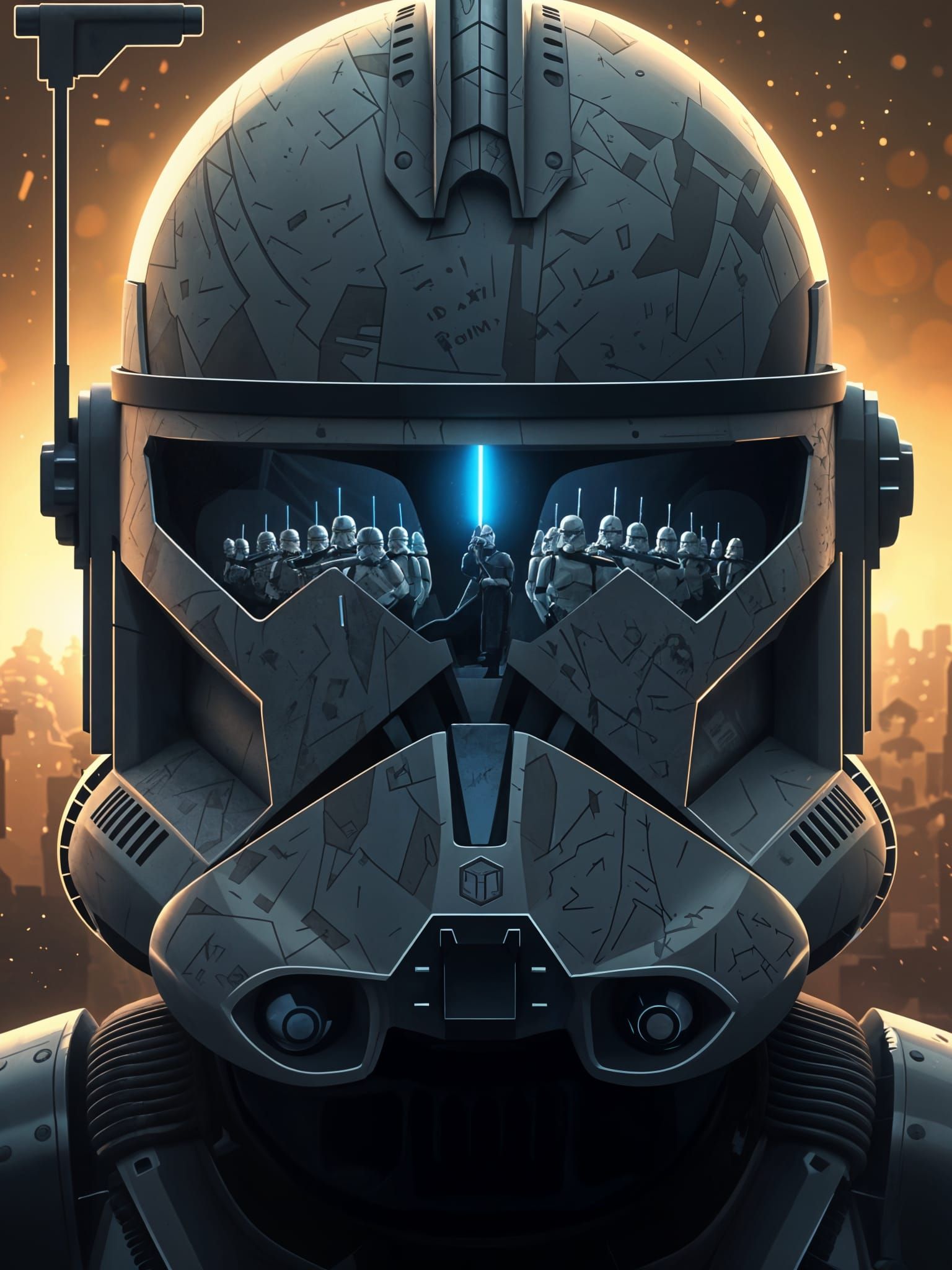 Clone Trooper Helmet Reflecting Jedi Knight
