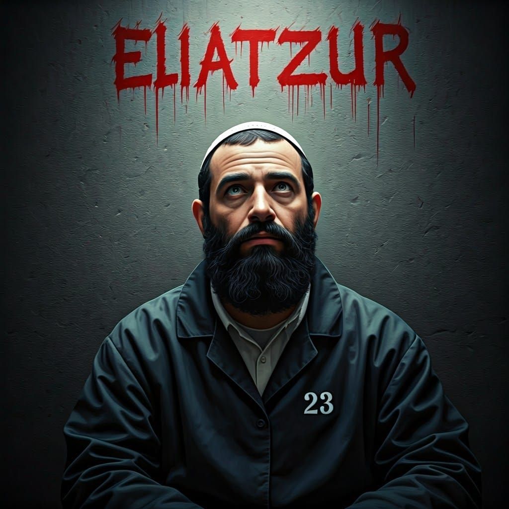 Contemplative Haredi Man in Isolation, with Muted Grey Backg...