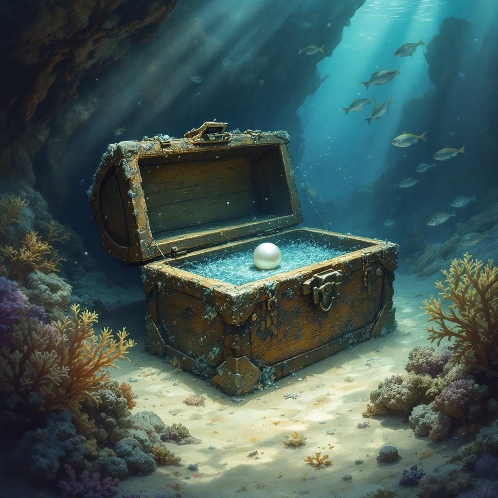 Sunken Treasure Chest Discovery in Deep Sea