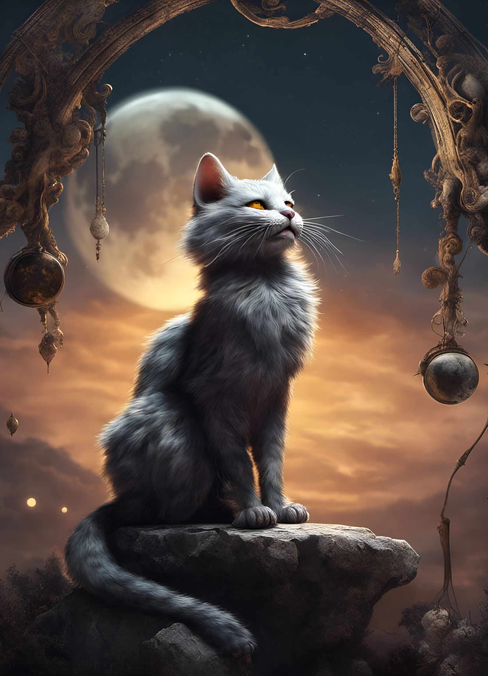 Werecat at full moon! 🌝