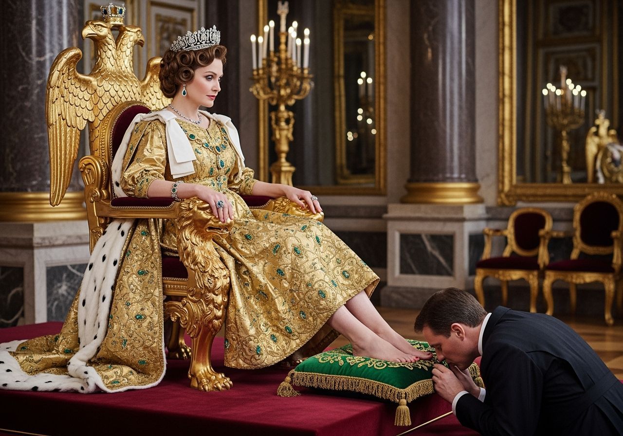 French Empress on Opulent Eagle Throne in Palace