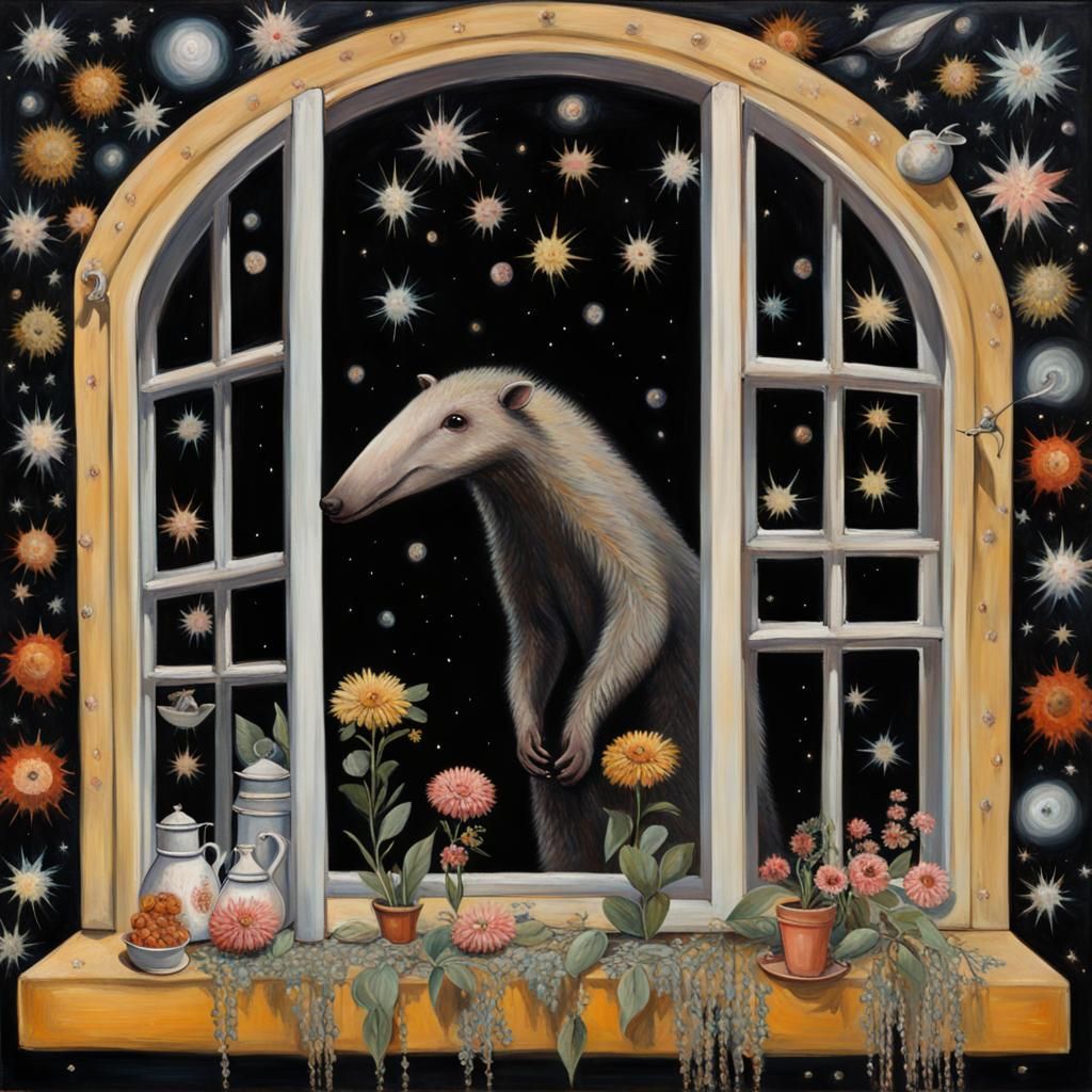 Anteater's Celestial Still Life: Oil Painting