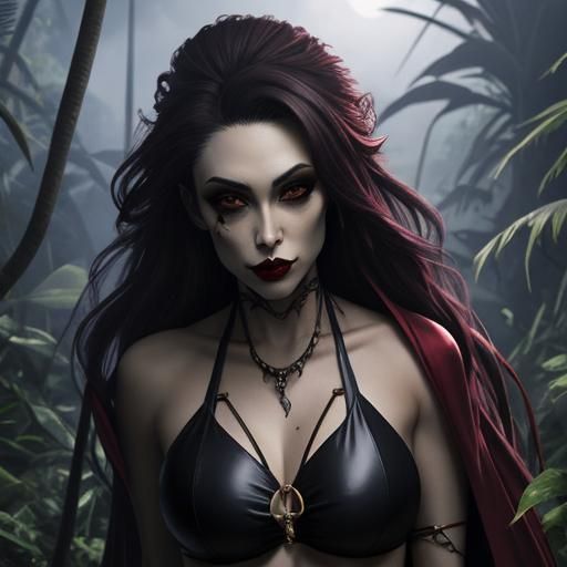 Bikini Vampire in Jungle with Monkey