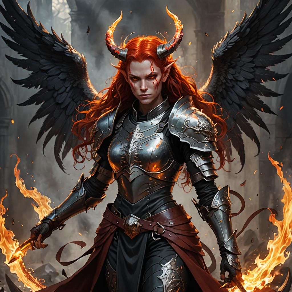 Aasimar Tiefling Hybrid with Fiery Halo