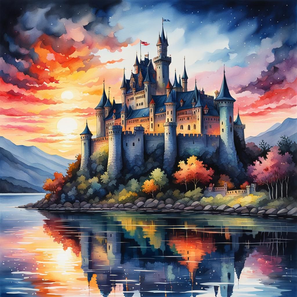 a castle next a river