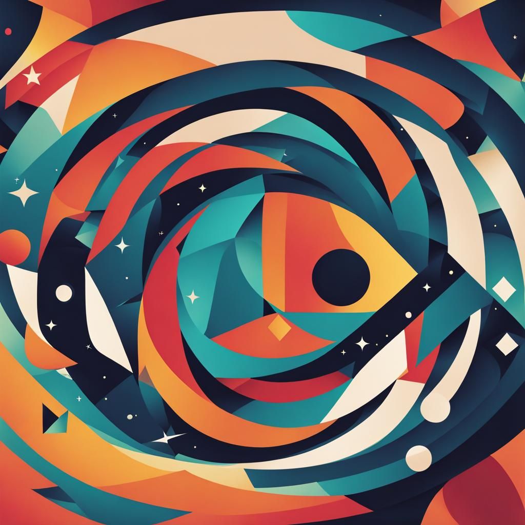 Pisces Constellation Graphic Vector in Cubist Art Deco Style