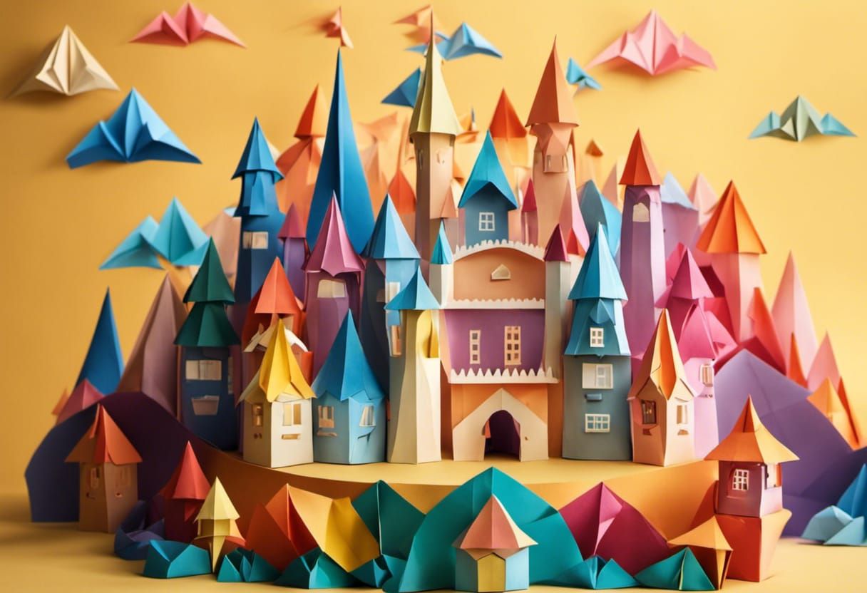 Magical Origami Fantasy Castle Papercraft Art
