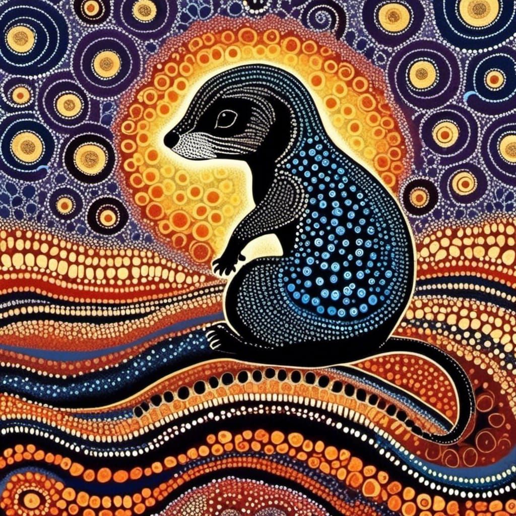 Meerkat in Australian Aboriginal Dot Art