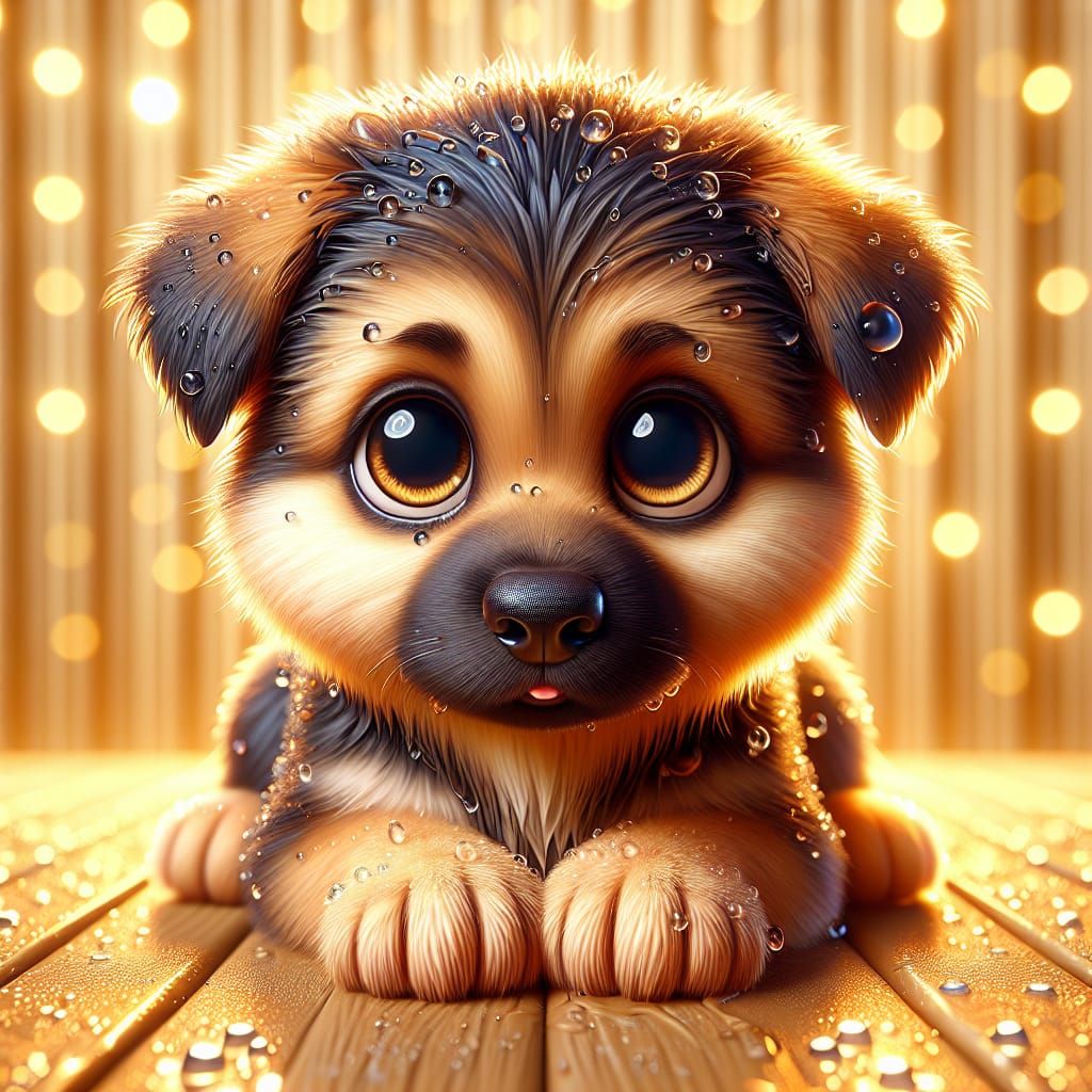 Adorable German Shepherd Puppy in Pixar Animation Style