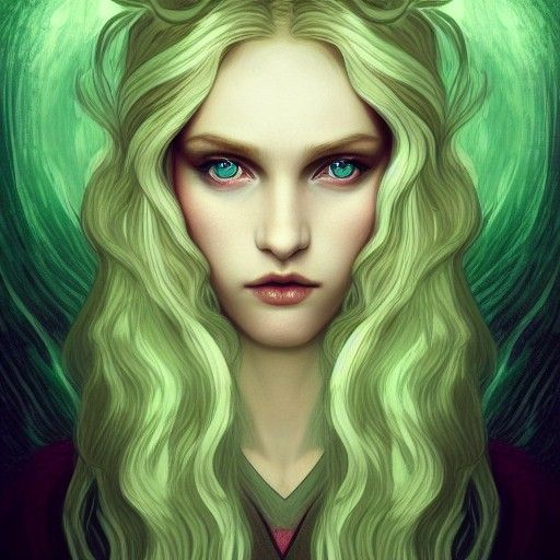 Young Druid Portrait in Impressionist Style