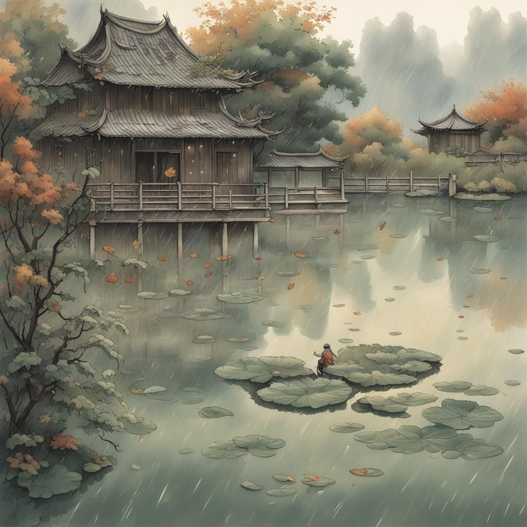 Autumn Rain Pond: Matte Painting in Unreal Engine