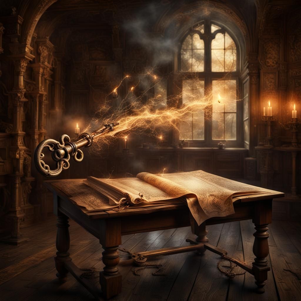 Glowing Antique Key Emits Ethereal Sparks