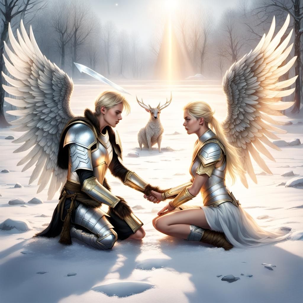 Norse Valkyrie Heals Wounded Hunter