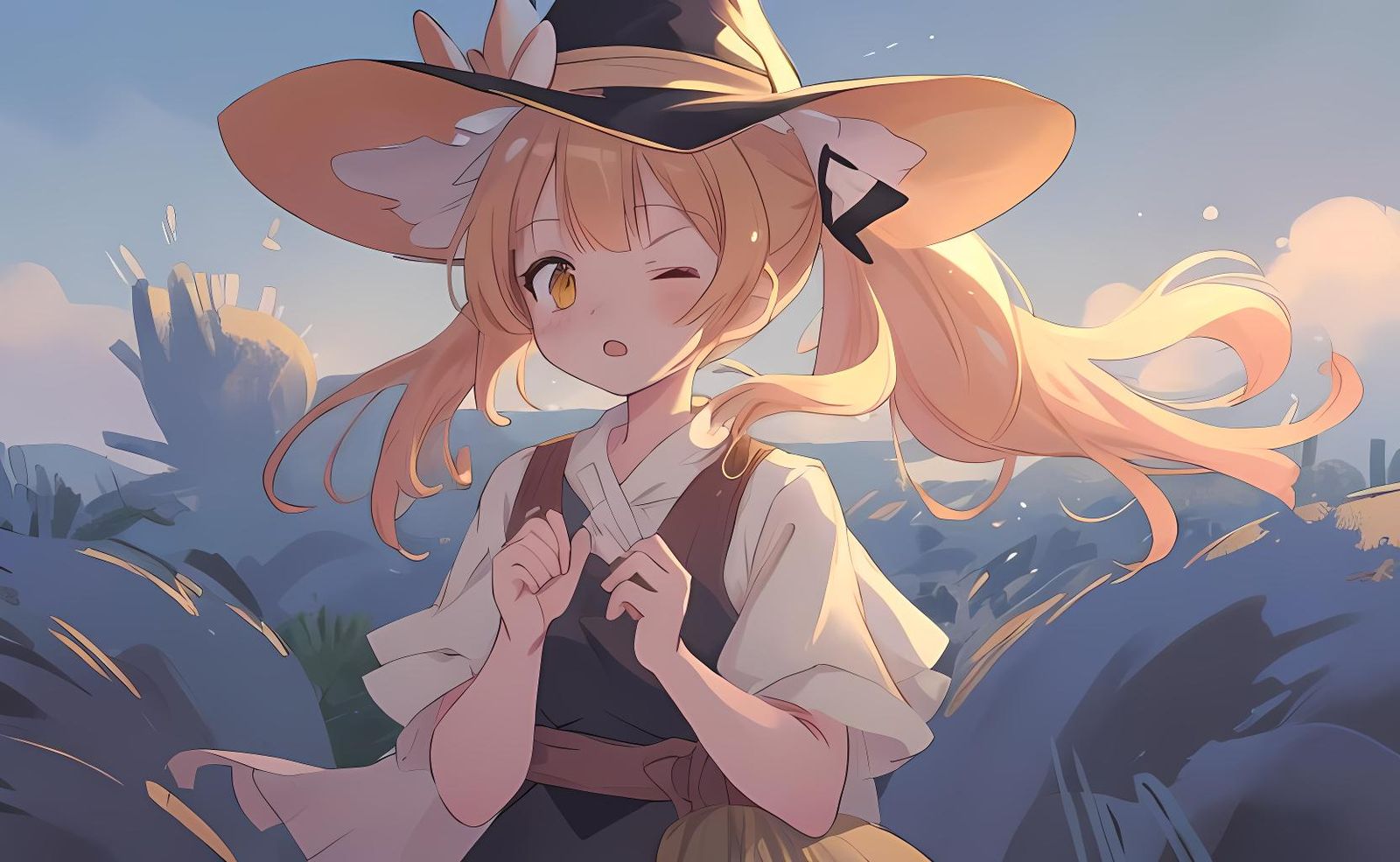 Anime Catgirl Conjures Shifting Sands with Magic