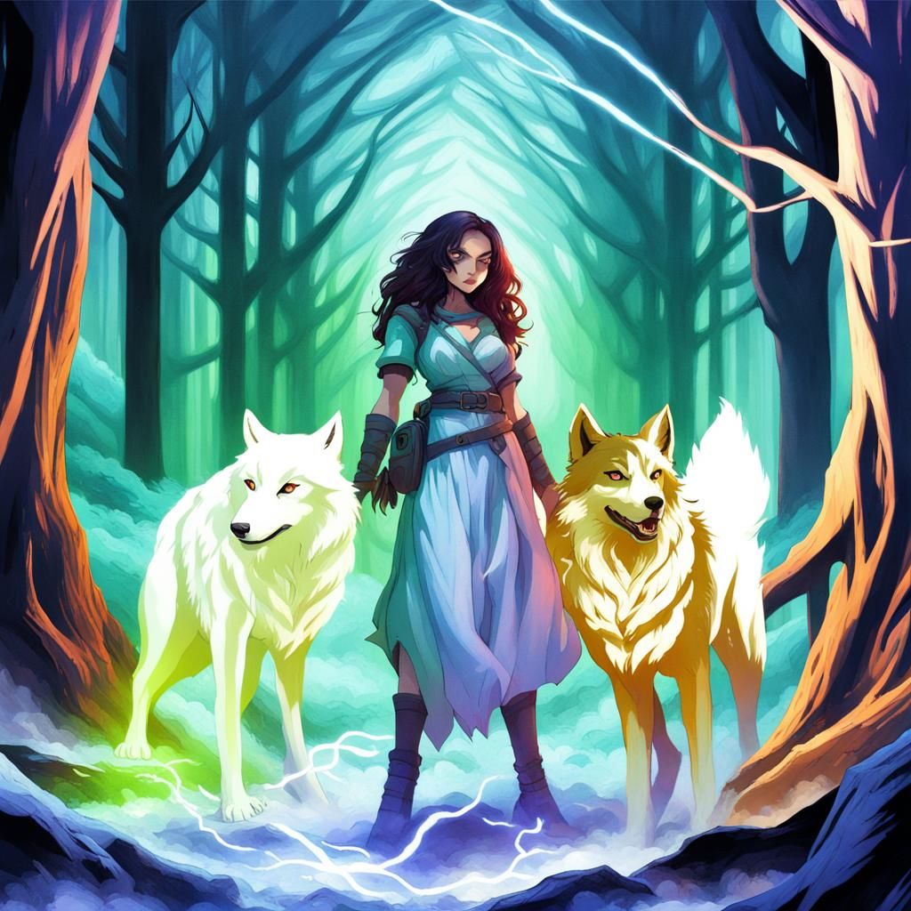 Wild Girl Raised by Wolves: Digital Art
