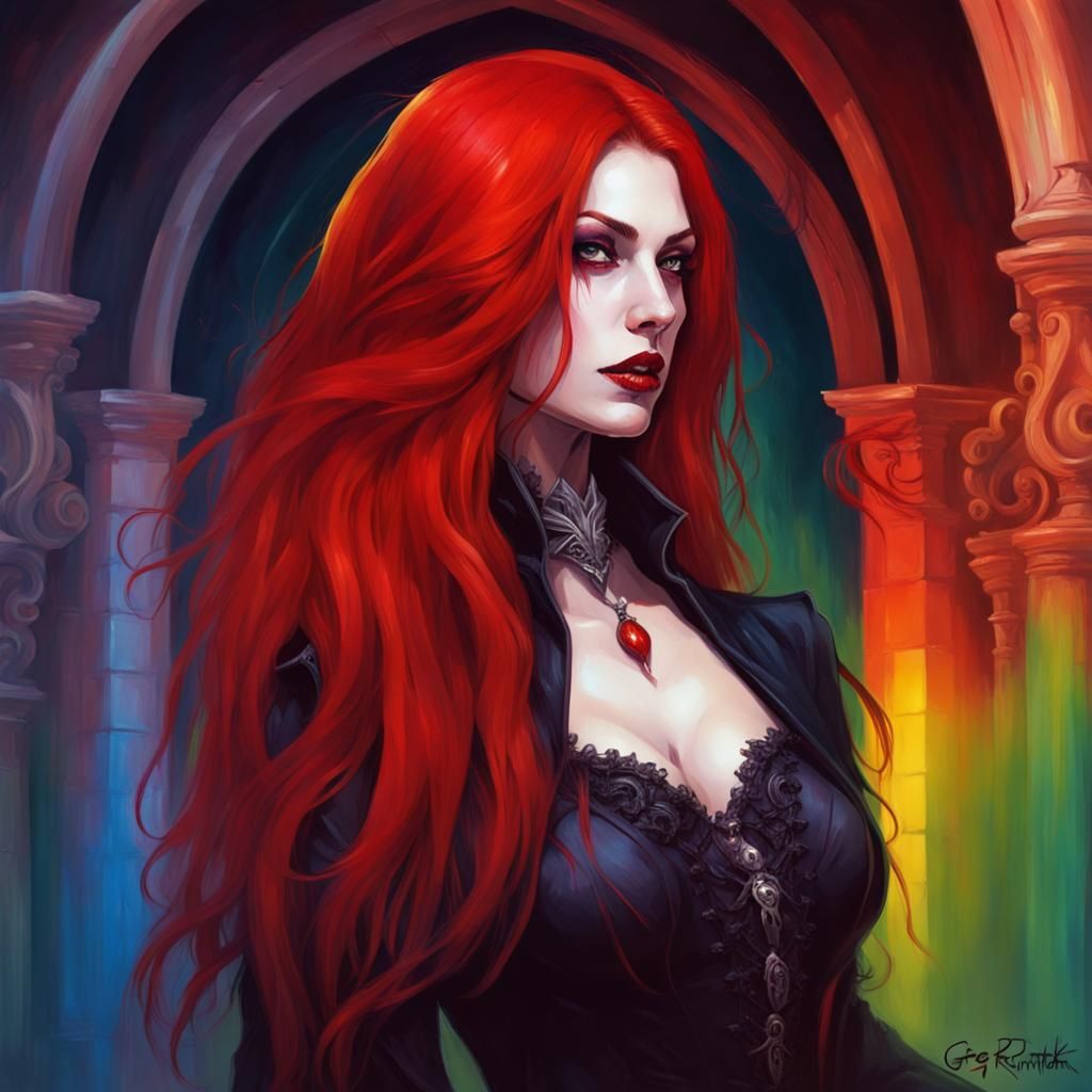 Sensual Vampire Woman in Sinister Castle
