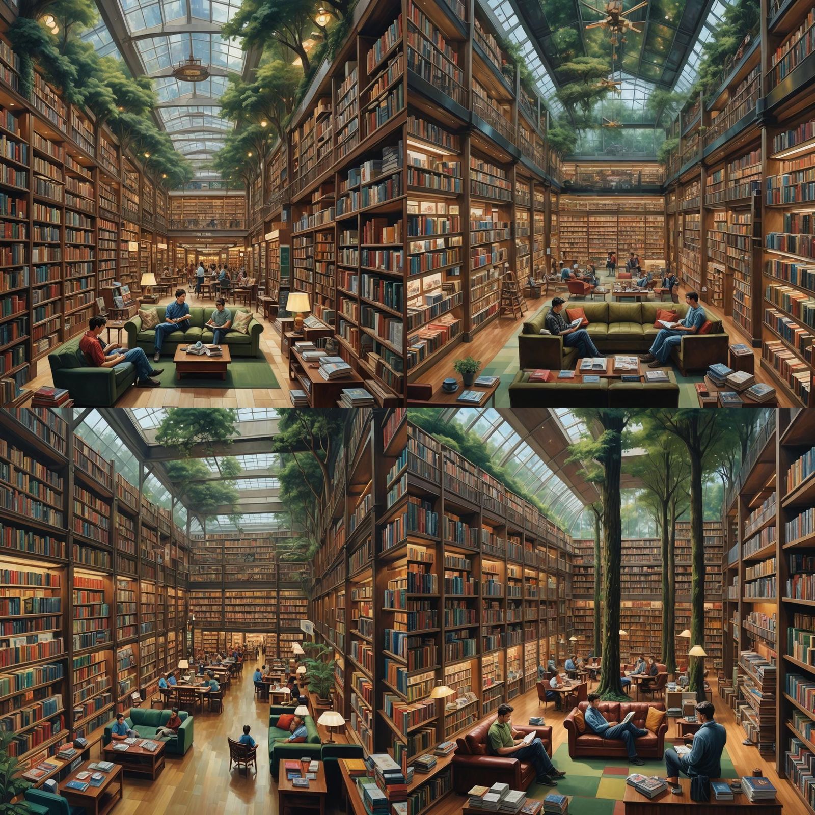 Shopping Mall in Forest, Oil Painting