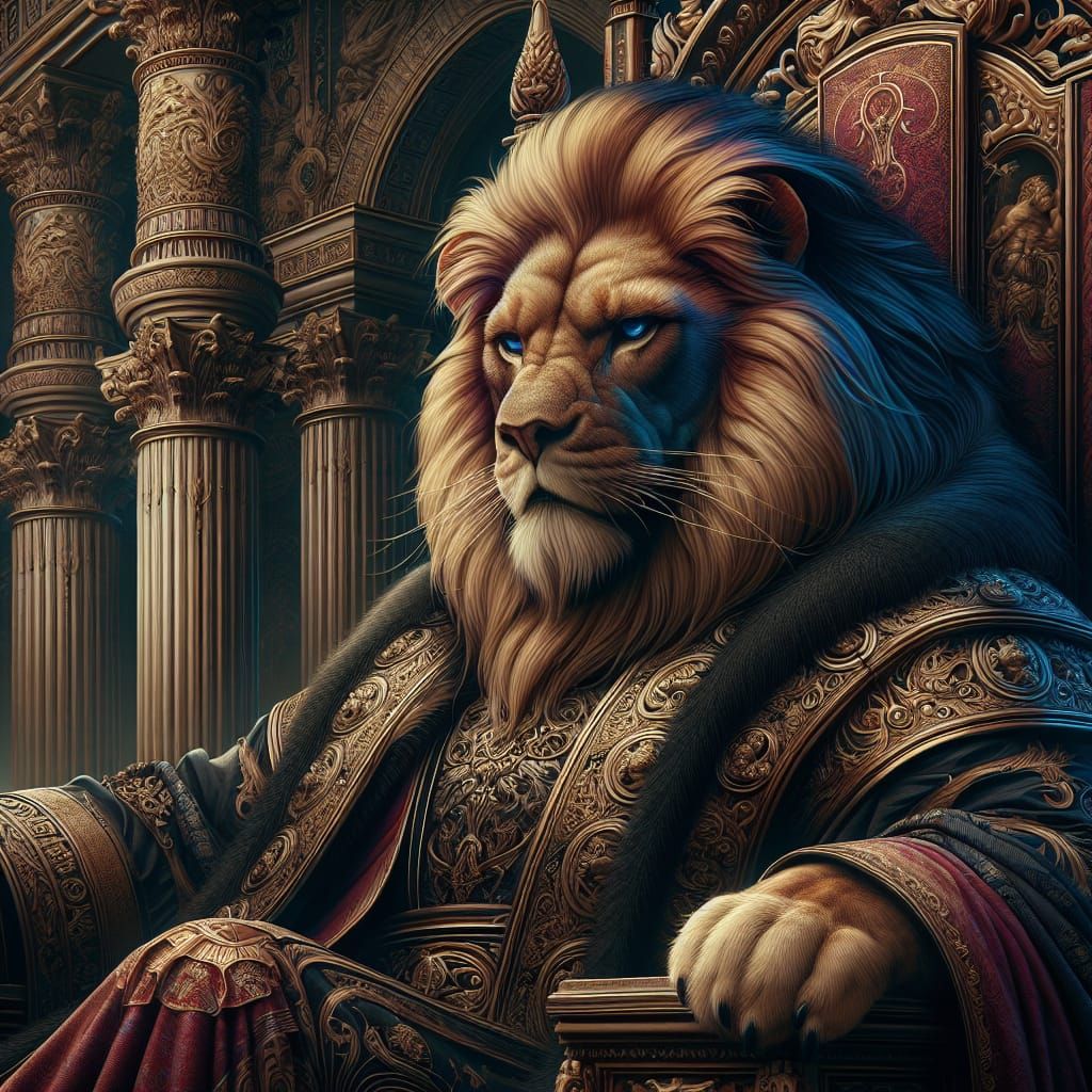 Majestic Lion King in Royal Attire
