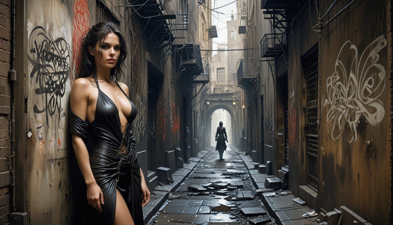 Charismatic Corporate Figure in a Vibrant Graffiti Alleyway