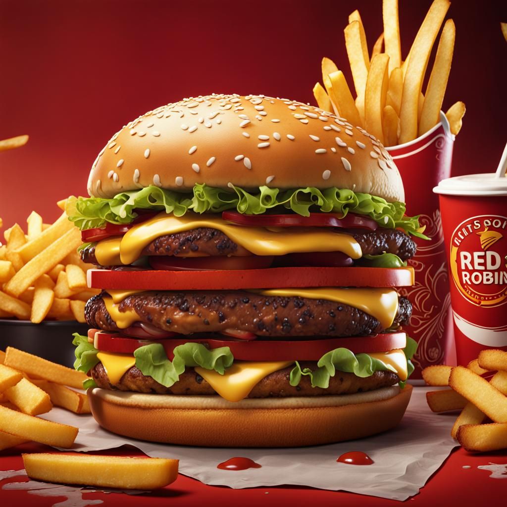 Red Robin Cheeseburger and Fries Advertisement