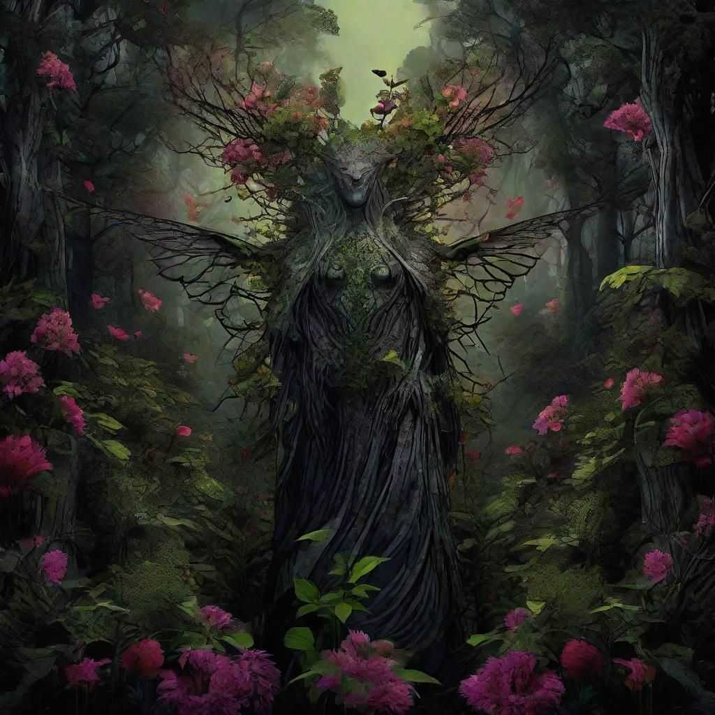 Mystical Fae Creature in Gritty Graphic Novel Style