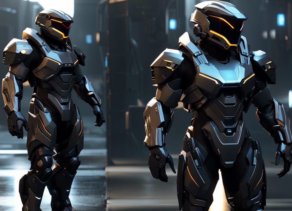 Futuristic Nanotech Supersoldier in Sci-Fi Armor