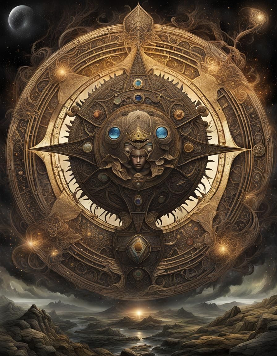 Niaton's Cosmic Revelation in Cyberpunk Style