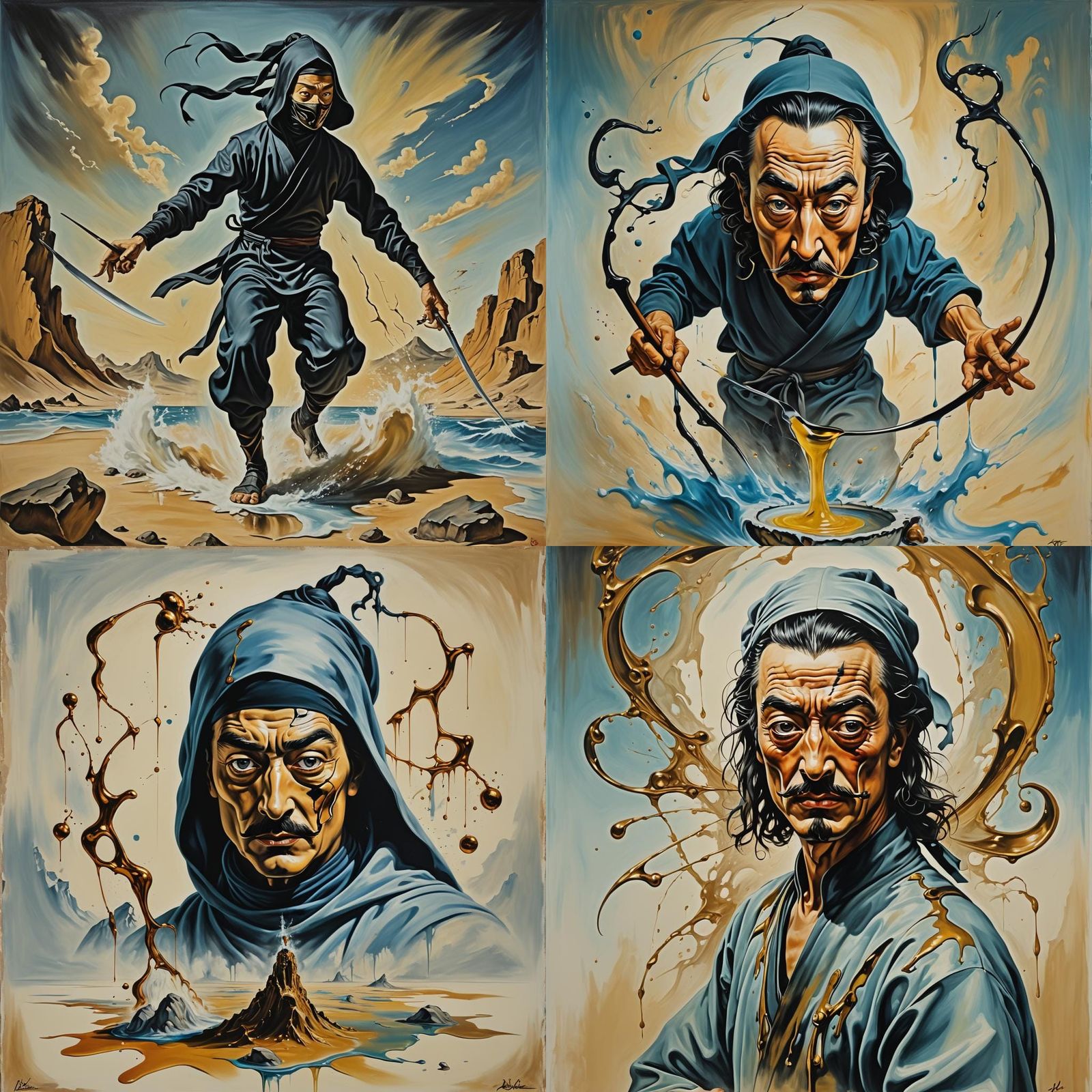 Surreal Ninja Movie Poster in Dali Style