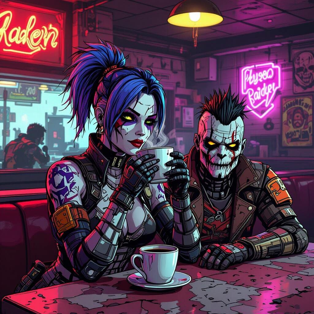 Borderlands Lilith and Psycho Raider in Diner