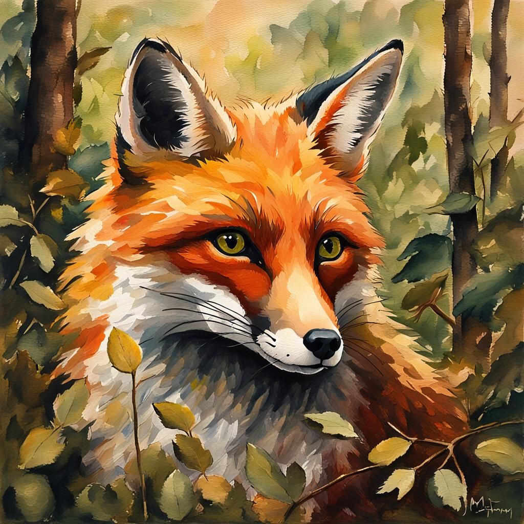 Mr. Tod Fox in Impressionist Style of Potter