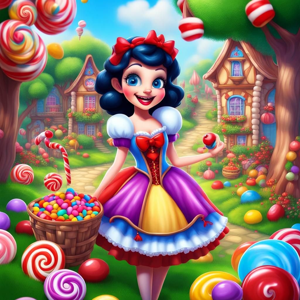 Scary Cute Snow White in Candy Art Style