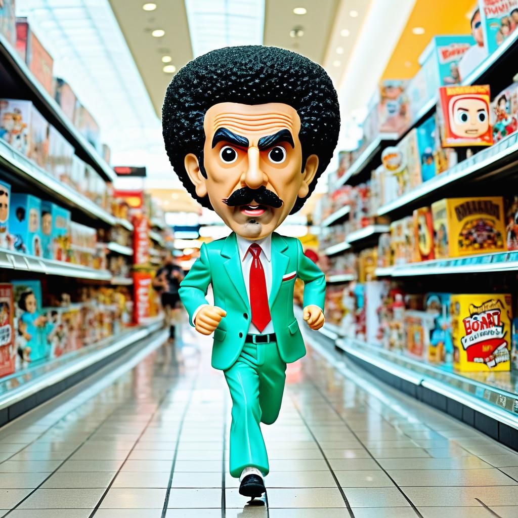Borat running through a Grocery Store