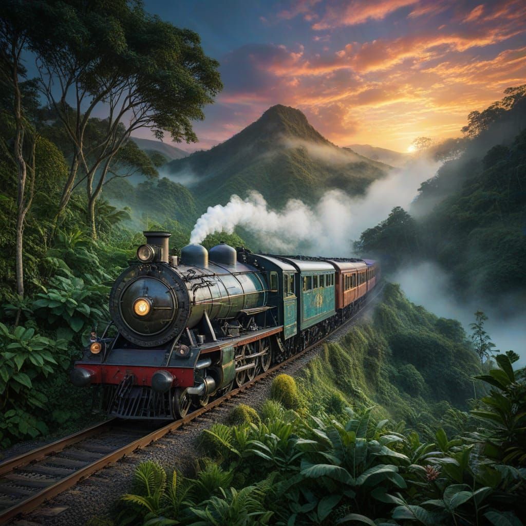 Vintage Steam Train Chugs Through Ethereal Fog