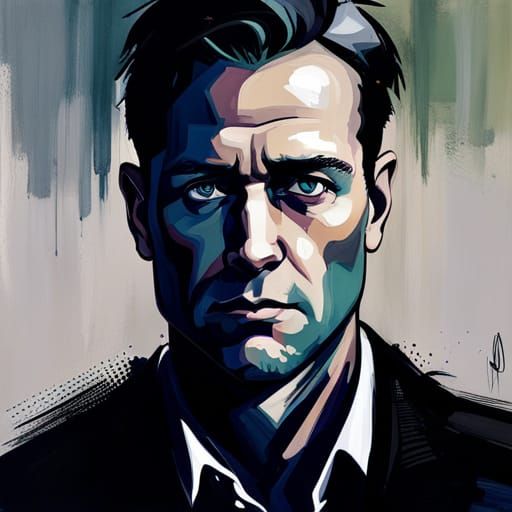 Intriguing Spy Portrait in Abstract Art Style