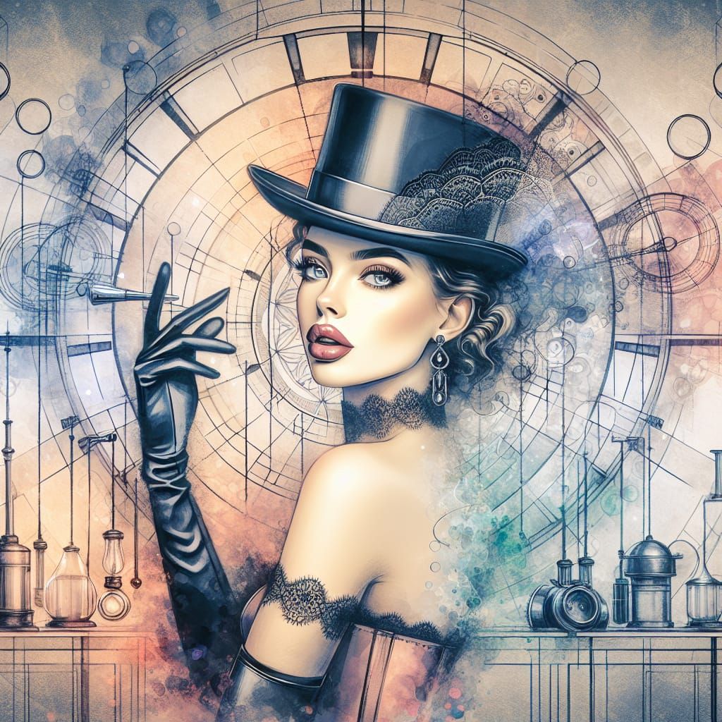 Glamorous Spy Pinup Girl in Vintage Attire