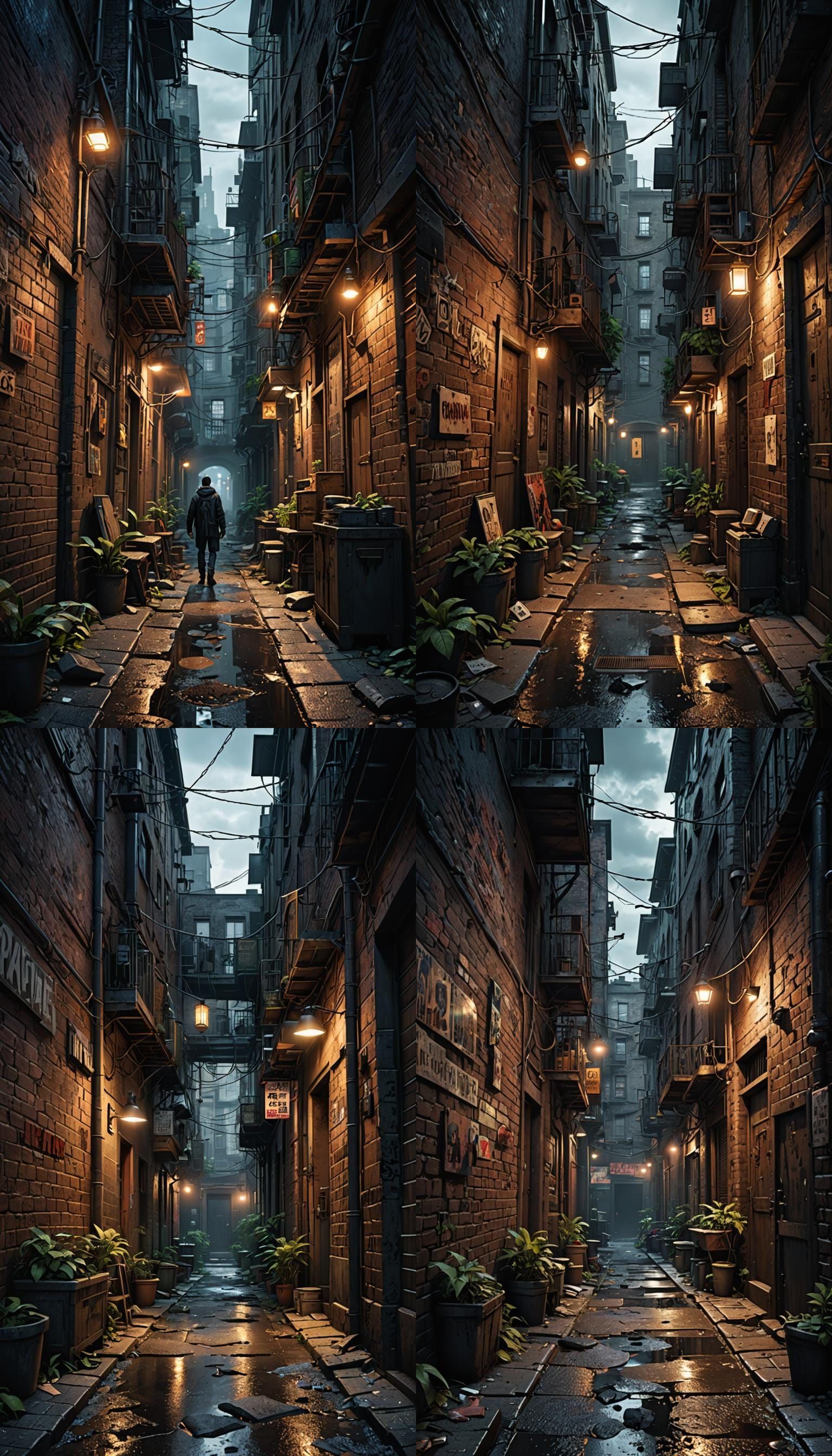 Dark Alleyway in 3D Comic Book Style