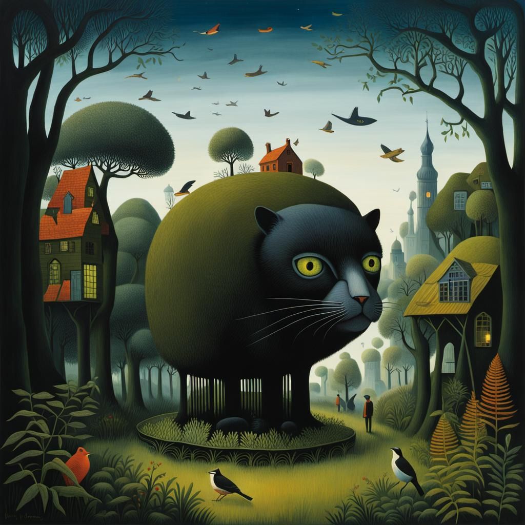 Whimsical Mischief: A Cat Disguised as a House