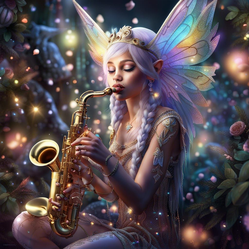 Elf playing a Saxophone