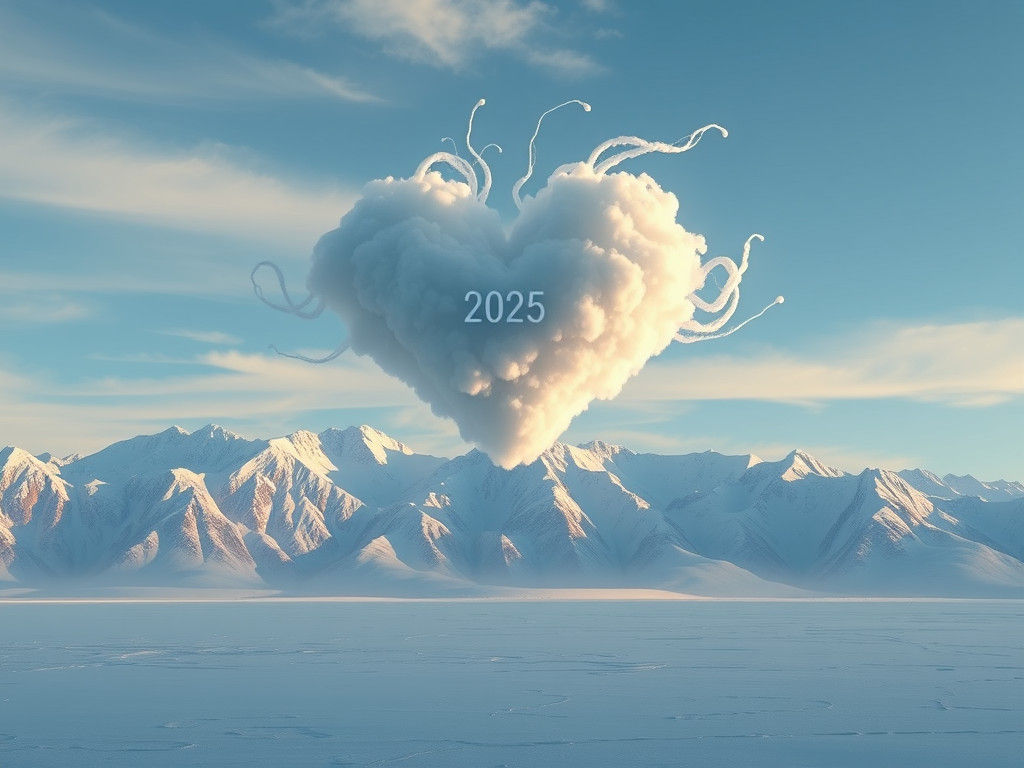 Heart Cloud Over Snow Mountain, Digital Matte Painting