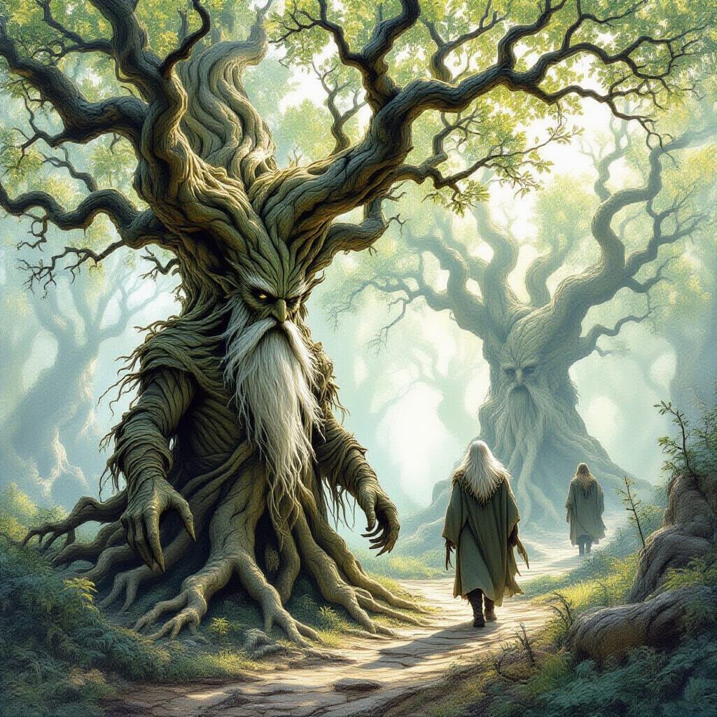 Mystical Forest: Majestic Ents in Ethereal Light