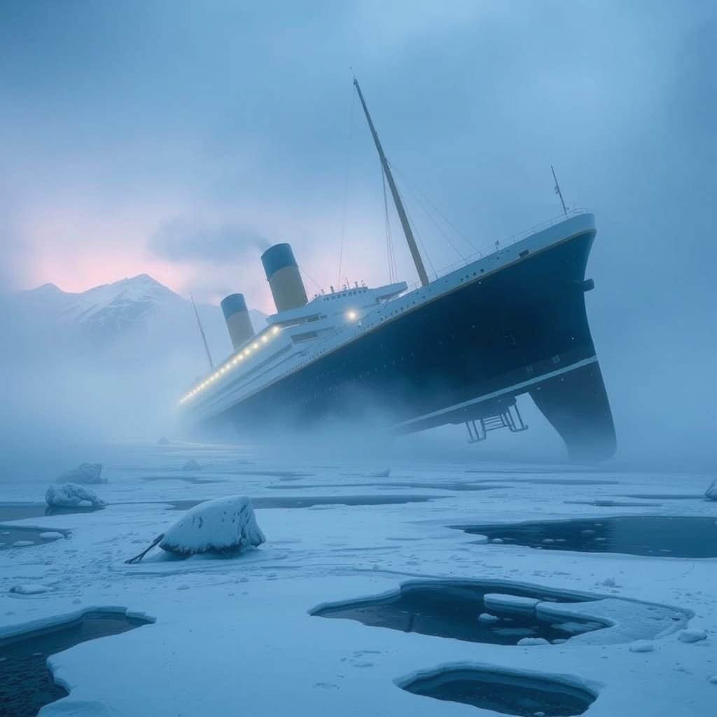 Majestic Titanic Shipwreck in Canadian Winterscape