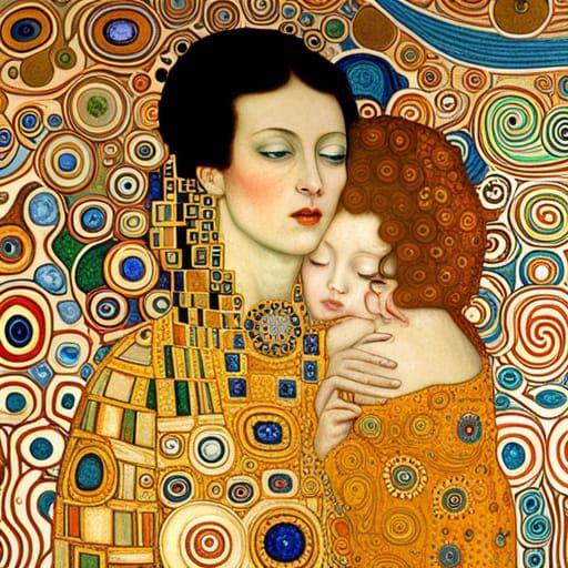 Surreal Poet in the Clouds: Klimt-Ernst Inspired Art