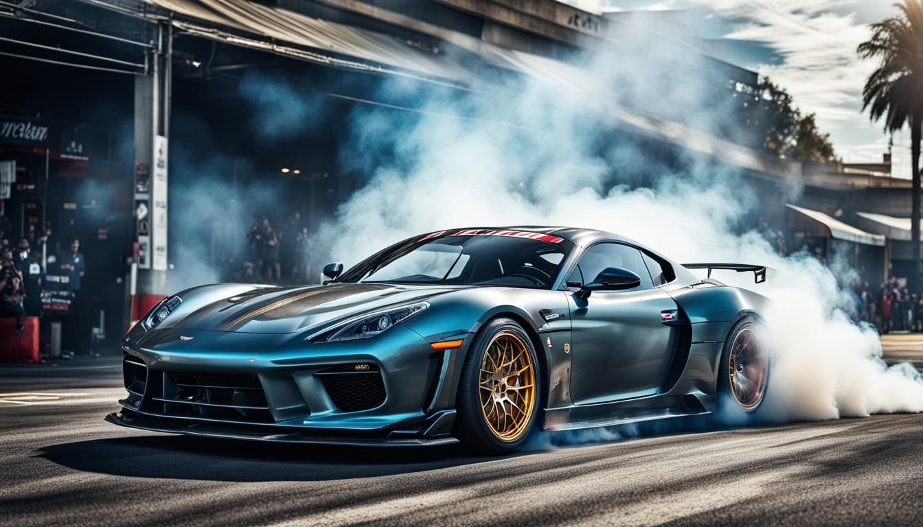 Million Dollar Car Burnout in Hyperrealistic Style