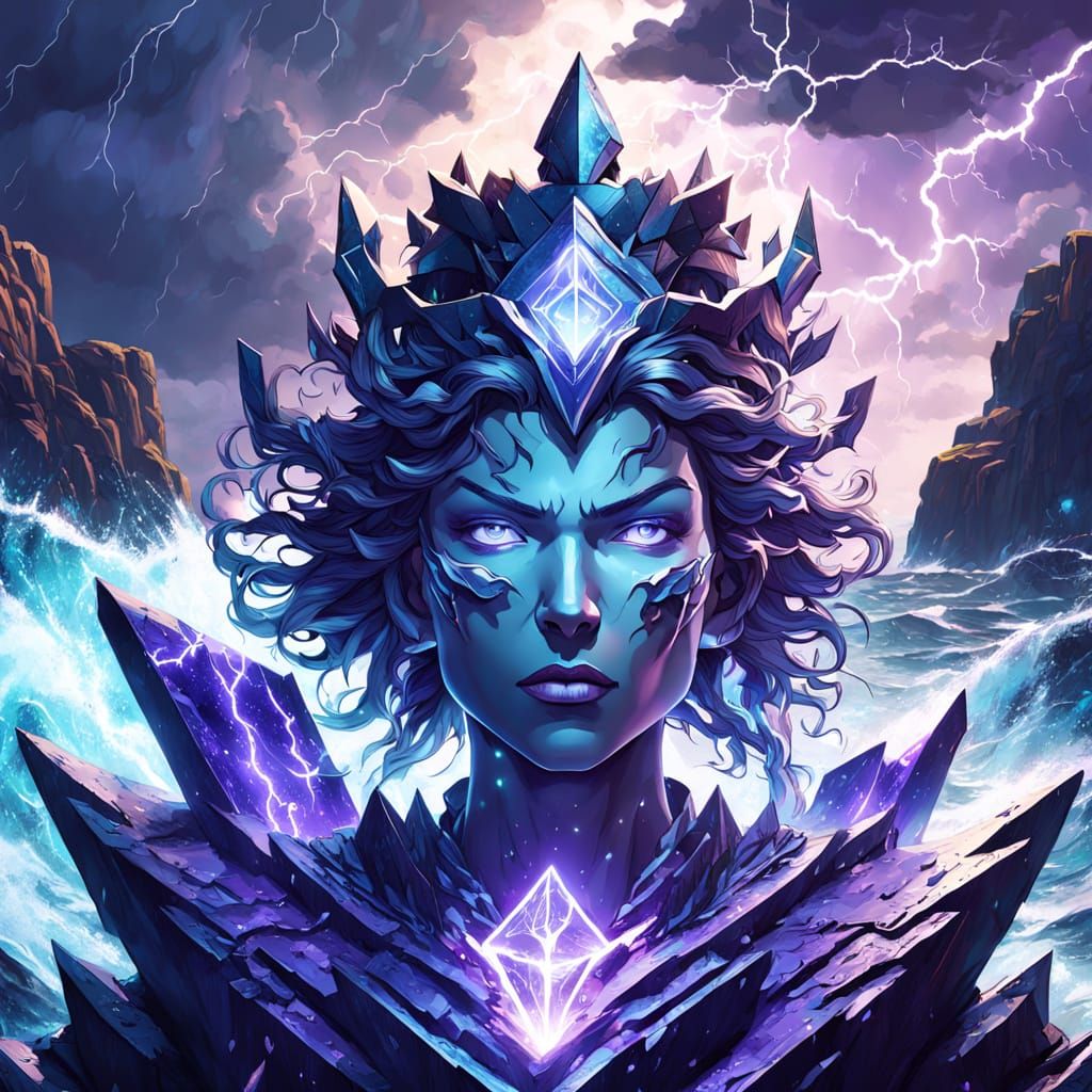 Cyberpunk Goddess of the Stormy Sea