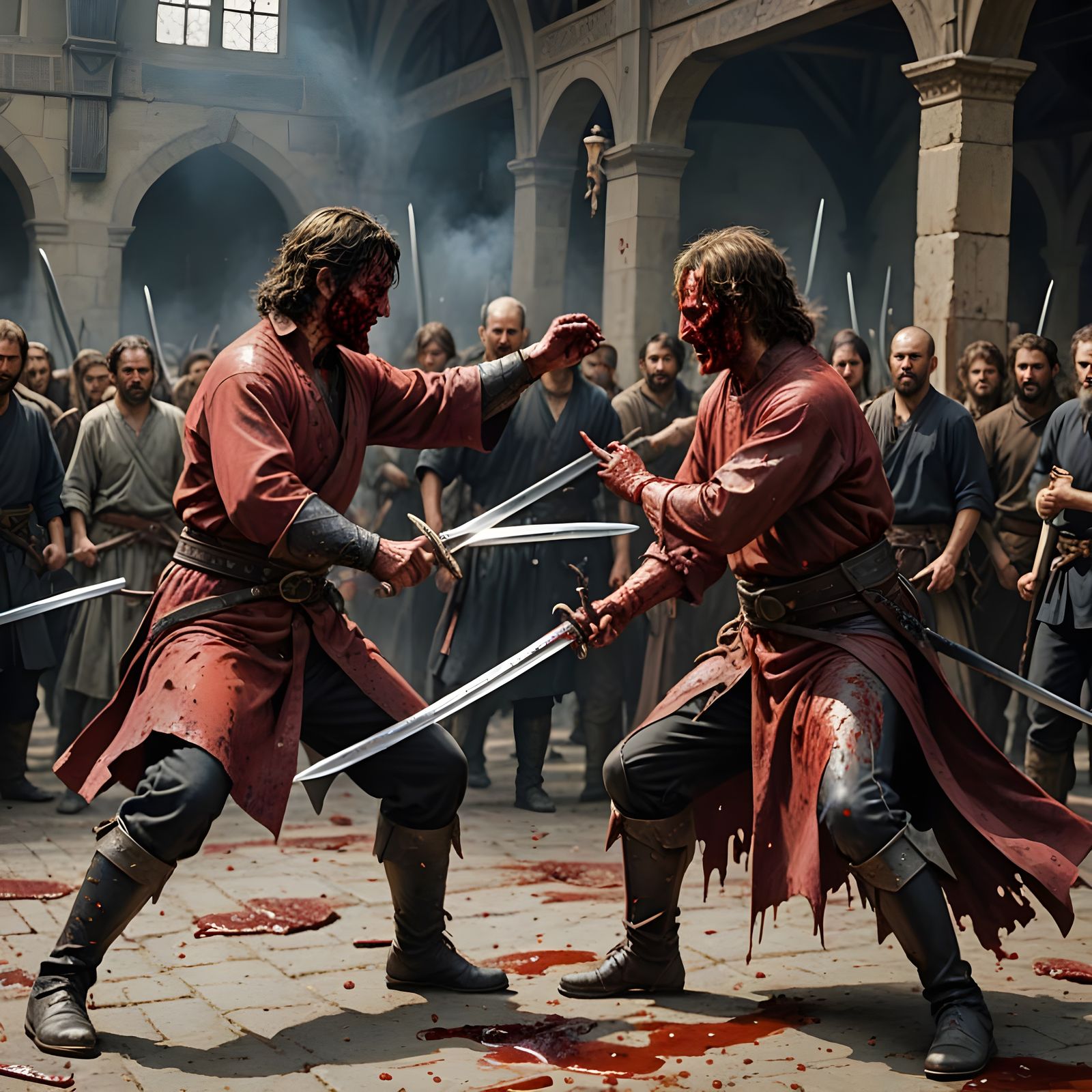 Epic Medieval Battle in Bloody Swordfight Scene