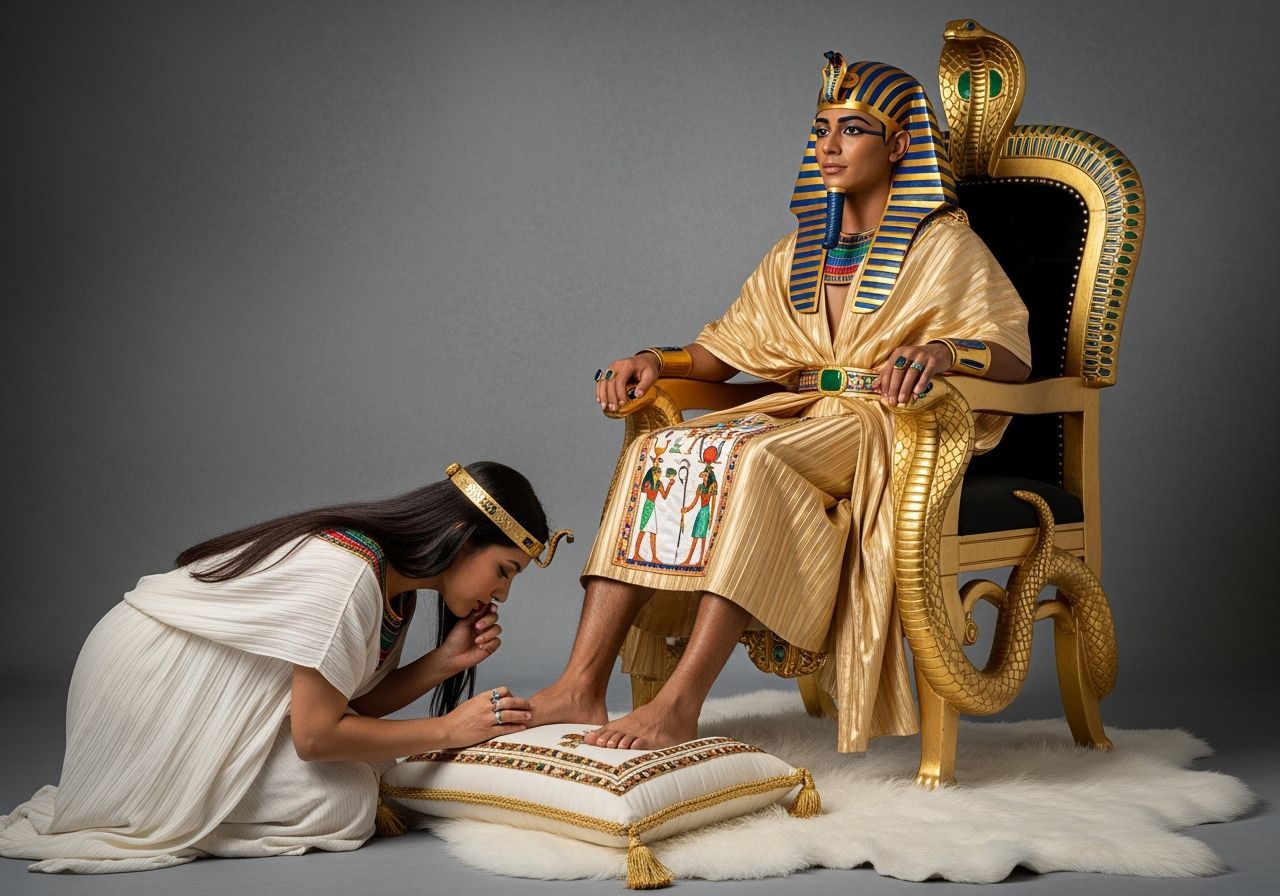 Egyptian Pharaoh on Jeweled Throne, Professional Photography