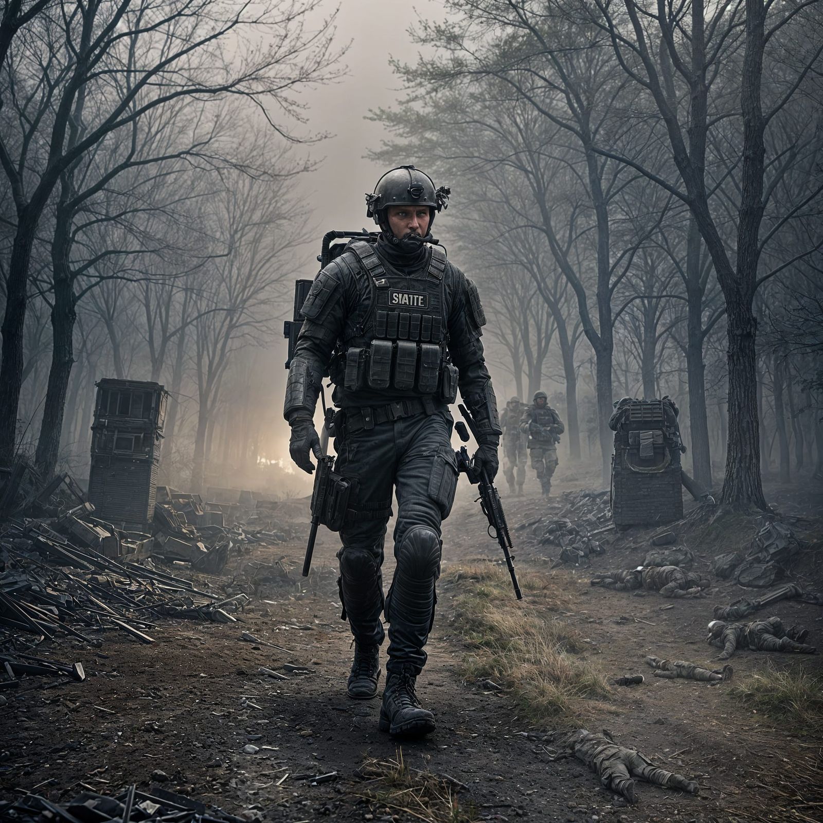 SWAT Team Emerges from Fog Aftermath