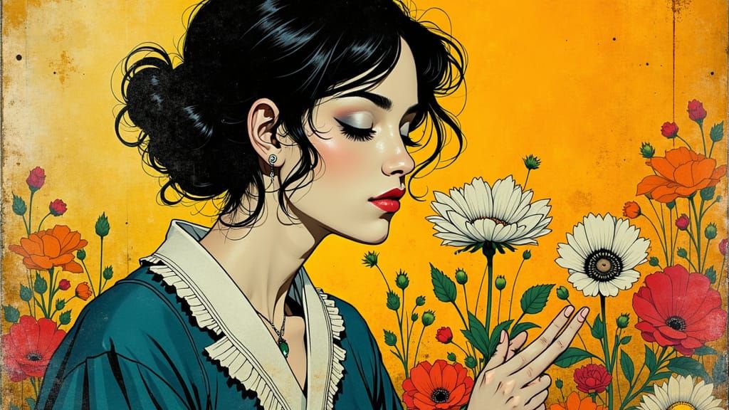 Art Nouveau Portrait Evokes Alphonse Mucha