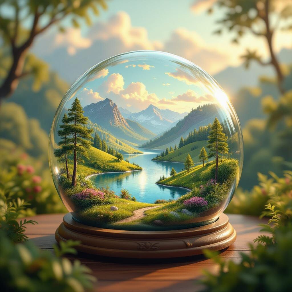 Miniature Fantasy World Inside Glass Dome