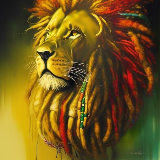 Rasta Lion with Dreadlocks in Sunlight, Photorealistic